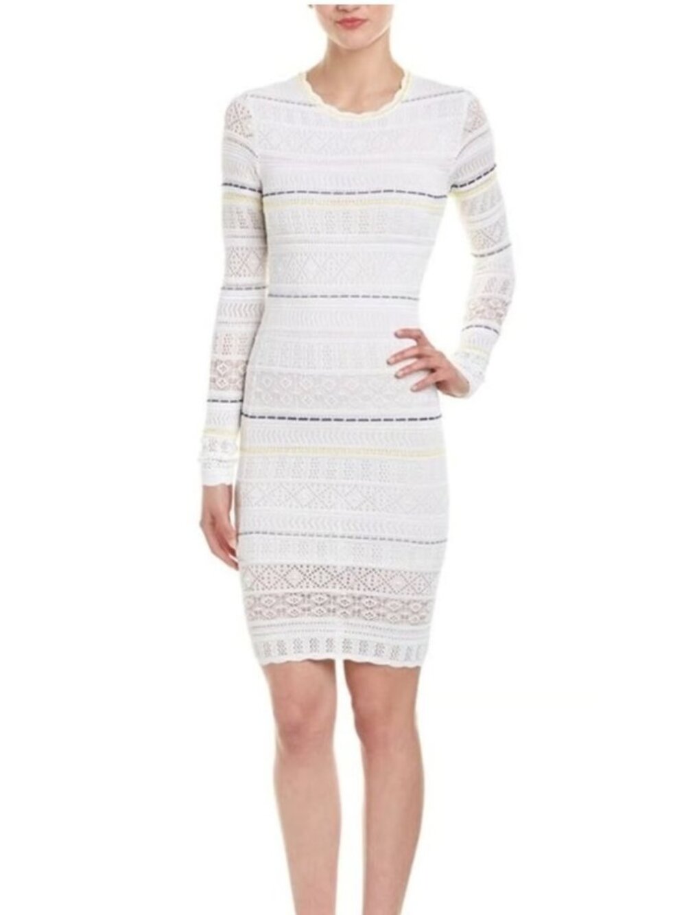 Torn by Ronny Kobo Galia Sheath Dress Women's Size Small White Yellow in EUC!
